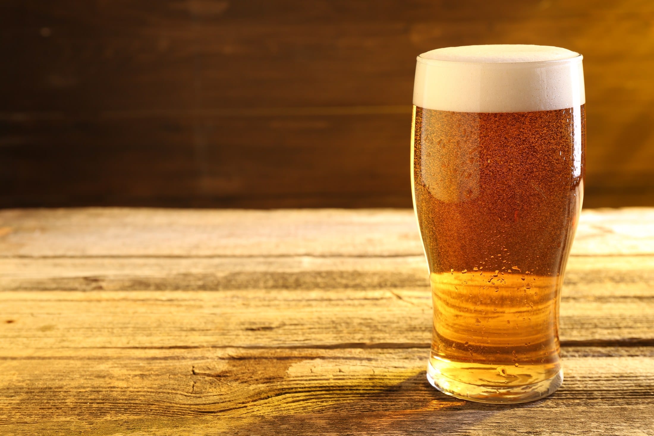 Amber beer in warm light
